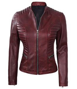 Veste de moto en cuir véritable sur mesure pour femmes, vente en gros, vêtements d'extérieur en cuir de vache pour femmes, haute qualité, tendance - Product Image 3