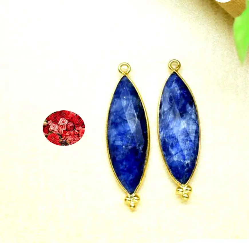 Nice Looking 10x30mm Blue Sapphire Marquise Shape Pendant Hot Selling Silver Gold Plated Jewelry Wholesale Jewelry for Her