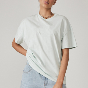 Gramos de gran tamaño con logotipo personalizado en blanco 100% camisetas de algodón orgánico Drop Shoulder Heavyweight camiseta para hombres camisetas de alta calidad - Product Image 1