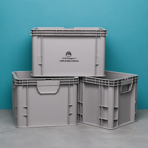 Crate Transport <b>Stacking</b> Container L400xW300xH235mm Light Grey PP with Open Handles - Product Image 3