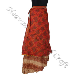 กระโปรงผ้าไหมอินเดียสำหรับผู้หญิงวินเทจกระโปรงยาวพันรอบพิมพ์ลายฤดูร้อนชุดชายหาดสุดเซ็กซี่แบบทันสมัย - Product Image 5