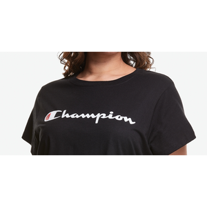 เสื้อยืดครอปแขนสั้น Champion รุ่นคลาสสิค ลายกราฟิก น้ำหนักเบา ระบายอากาศได้ดี สีดำ ไซส์ 4X ทรงพอดีตัว พร้อมโลโก้ สำหรับผู้หญิง - Product Image 2