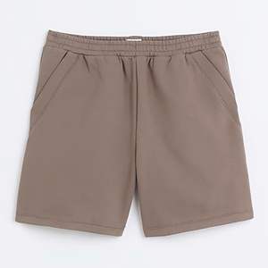 Short en Jersey 42% coton 58% Polyester avec Logo brodé personnalisé, poches latérales, taille élastique, marron clair, coupe classique - Product Image 6