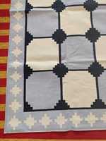 Blau Weiß Dhurrie Trendy Designer Geometrisches Muster Oriental Flat Weave Türkisch Modern Handmade High Pile Cotton Area Rug