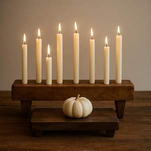 Portavelas de Madera Estilo Rústico para Decoración del Hogar, Centro de Mesa - Product Image 3