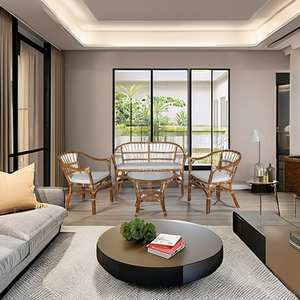 FLADEO Handmade Rattan/<b>Wicker</b> Modular Comfortable Asian Antique Chair <b>Coffee</b> <b>Table</b> Set Classic Apartment Outdoor Living Design - Product Image 4