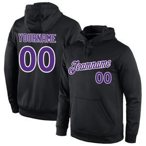 Wholesale & Dropship Custom Stitched Black <b>Purple</b>-White Sports Pullover <b>Sweatshirt</b> Hoodie - Product Image 1