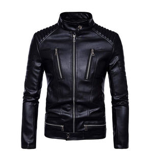 Blouson d'hiver en cuir personnalisé pour homme 2026 avec capuche, manches longues, poches zippées, col montant, devant en toile et lettres lumineuses intégrées - Product Image 1
