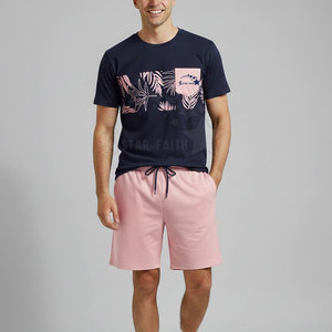 Conjunto de Camiseta y Pantalones Cortos Deportivos Transpirables de Verano para Hombre, 100% Algodón, Color en Contraste, Venta al Por Mayor - Product Image 2