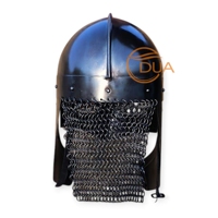 Authentique casque de guerrier viking-Armure nordique médiévale fabriquée à la main avec cotte de mailles, prêt pour le GN, finition portée au combat