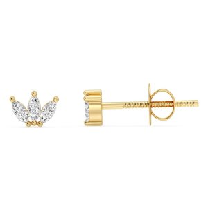 Marquise Cut Lab Grown Diamond Three <b>Stone</b> Stud Earrings - Product Image 2