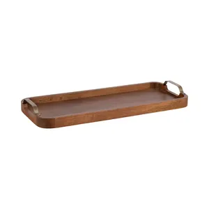 Bandeja para servir de madera con forma hecha a mano, suministros de catering ecológicos, para servir alimentos, propósito decorativo, sostenible, fácil de limpiar - Product Image 3