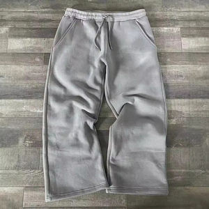 Stacked Flare Sweat Pants <b>men's</b> pants Custom <b>MEN'S</b> Embroidery Fleece Straight Leg <b>Trousers</b> Vintage Acid Wash Sweatpants for <b>Men</b> - Product Image 5