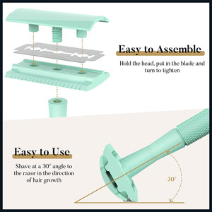 Maquinilla de afeitar de seguridad de doble filo de acero inoxidable clásico con mango texturizado Uso húmedo de calidad personal para cara y cuerpo - Product Image 5