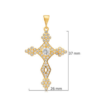 Dainty Cross Design CZ Argent Religieux Charme Pendentif En Gros À La Main Religion Bijoux Fine Collier - Product Image 3