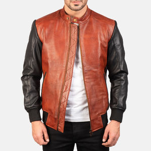 Chaqueta de cuero Vintage genuino para hombre, chaqueta acolchada de invierno para motociclista, cuello levantado desgastado, con capucha, a prueba de viento, calle principal - Product Image 1