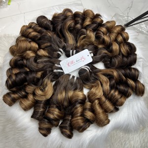 LA MEJOR CALIDAD FUNMI CURL SOLO DONANTE SUPER DOBLE COLOR NATURAL LIBRE DE SEDA ENGANDO EXTENSIÓN DE CABELLO HUMANO VIETNAMÉS - Product Image 3