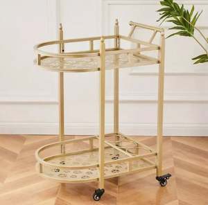 Chariot de service de luxe décoratif à 2 niveaux de haute qualité pour les hôtels et les restaurants à domicile dans un design unique - Product Image 3