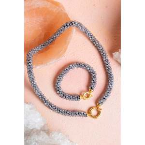 Certified Handmade Knitted <b>Labradorite</b> Set with Silver Clasp Necklace 48 cm, <b>Bracelet</b> 19 cm - Product Image 4