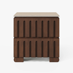 Meuble de style industriel Armoire latérale simple avec deux tiroirs Table de chevet en bois de haute qualité pour le salon - Product Image 1