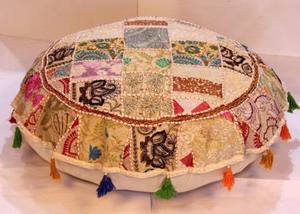 Cojines Redondos de Patchwork, Cojín de Meditación, Fundas de Cojín, Cojines de Piso Bordados Coloridos - Product Image 6