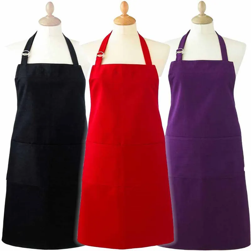 soft breathable polyester cotton maid apron with custom design and logo