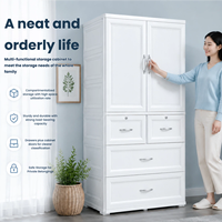 Armoire de rangement en plastique de 75 cm de large, organisateur de vêtements, armoire à tiroirs, penderie avec tringle, unité de rangement domestique
