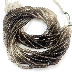 Perles de rondelle à facettes en quartz fumé, perles de pierres précieuses en gros naturelles pour la fabrication de bijoux - Product Image 4
