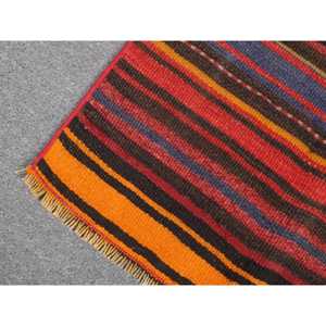 Alfombra Turca Vintage, Alfombra Pequeña de 1.9x3.6 pies, Alfombra de Lana con Diseño de Camuflaje Rojo y Azul - Product Image 5