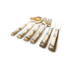 Cuillère en laiton antique la plus populaire forme de manche en bambou la plus récente pour la maison Cuillère à dîner en bambou au design de luxe - Product Image 1