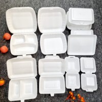 Usine 8*8 pouces trois compartiments PS récipient alimentaire en mousse avec couvercle boîte à lunch/restauration rapide/hamburger fabriqué au Vietnam