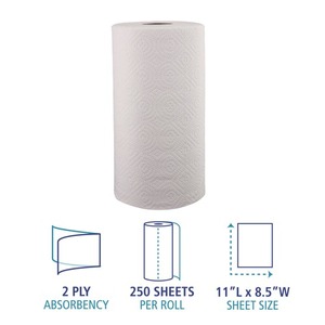 Boardwalk SOD413494 11 In. X 8.5 In. 2-Ply Disposable <b>Kitchen</b> Roll Towel White-12/Carton - Product Image 6