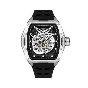 Montre mécanique automatique de luxe 82S0 avec boîtier en acier inoxydable, bracelet en silicone, cadran squelette - Product Image 6