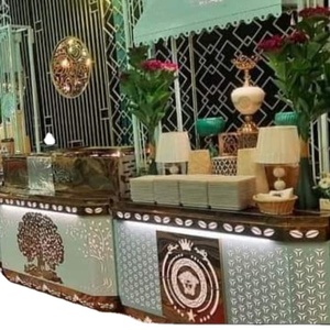 Encimera de Bar interior/exterior de diseño moderno para restaurante, cafetería, hotel o alquiler de eventos, hecha de acero inoxidable y madera - Product Image 1