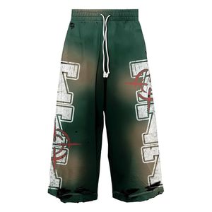 Long cordon personnalisé 3d broderie soleil délavé à l'acide Baggy hommes pantalons de survêtement Flare jambe large Joogers Double taille pantalon - Product Image 1