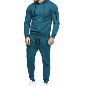 Automne hiver 2 pièces hommes survêtements couleur unie pull à capuche avec survêtement d'entraînement grande taille loisirs loisirs - Product Image 6