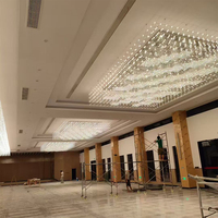 Lámpara de Araña LED de Lujo, Grande, Personalizada, de Altura Ajustable, para Decoración de Salones de Banquetes, Bodas y Hoteles