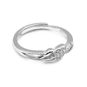 Anillo de Plata Elegante Zarkan con Diseño de Hoja y Corazón, Incrustaciones Micro Pavé, Talla Única, Moderno, Chapado en Oro y Rodio, Idea de Regalo a la Moda - Product Image 3