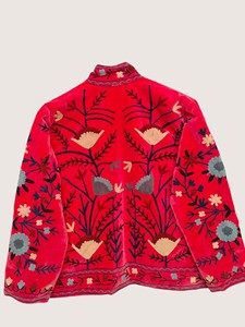 Manteau en velours brodé de fleurs de style chinois, col mandarin, manches longues, grande taille, vêtements d'extérieur d'hiver pour femmes - Product Image 2