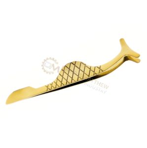 แหนบขนตาสแตนเลสสีทองปลายโค้งมนป้องกันกรดปรับแต่งได้บรรจุภัณฑ์เครื่องสำอางฉลากส่วนตัว - Product Image 5