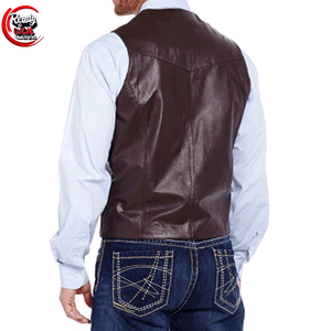 Nuevo Chaleco de motorista de piel de vaca genuina para hombre con decoración de botones, Chaleco de cuero transpirable para invierno, piel de vaca con pelo - Product Image 4