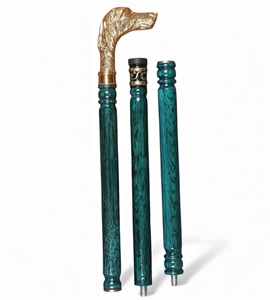 Solid <b>Wood</b> Hiking Walking Cane Durable Brass Handle Stylish Vintage Design Lightweight Portable Collapsible Hiking Stick - Product Image 1