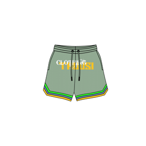 2025 OEM pantalones cortos de malla de poliéster transpirable con logotipo personalizado para hombres High Street cintura media patrón sólido bolsillos de gran tamaño verano - Product Image 5