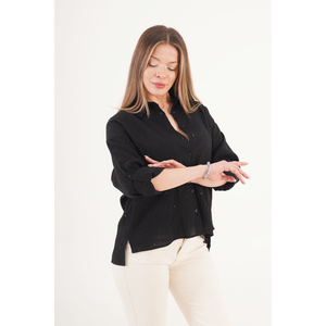 Blusa de Mujer Lustrin, Negra, con Lentejuelas, Mezcla de Viscosa, Diseño Elegante para Vestir de Noche, Venta al Por Mayor - Product Image 4