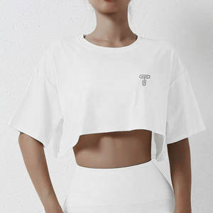 Streetwear Ladies Fashion Cropped T-Shirt Quick-Drying Crop <b>Top</b> Solid T-shirts Ladies Popular Women's Shirt Accept OEM/ODM - Product Image 3