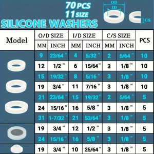 Juego de 233 arandelas biseladas de alta calidad para grifos de baño, tuberías de agua y grifos de jardín exteriores, separadores. - Product Image 4