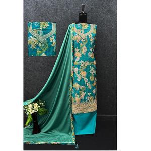 Costume Salwar en Chinon de qualité supérieure avec imprimé numérique multiple et broderie de séquence pour femmes, à porter au quotidien - Product Image 1