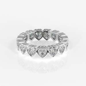 18K Gold Heart Cut Lab Grown Diamond Eternity Band Elegant Wedding <b>Ring</b> - Product Image 2