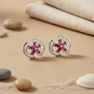 Ensemble de boucles d'oreilles et de pendentif en zircon plaqué or fin pour femmes, bijoux de fête et de mariage - Product Image 2