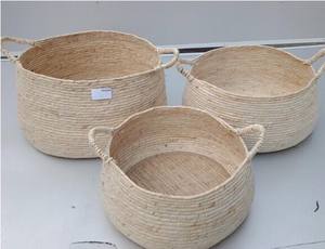 Cesta de almacenamiento de agua de Jacinto de fibra natural elegante Círculo de ratán de estilo vintage para la organización del hogar - Product Image 5